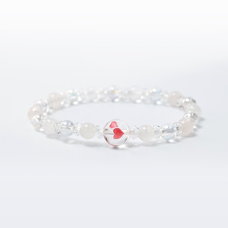 ダブルハートレディースブレスレットお守り ローズクォーツ ｜白崎八幡宮