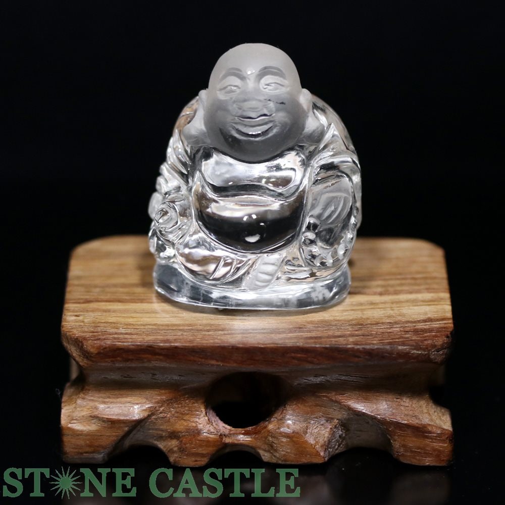 ☆置物一点物☆【彫刻置物】七福神 布袋 水晶 (EX) (台付) (小) No.12