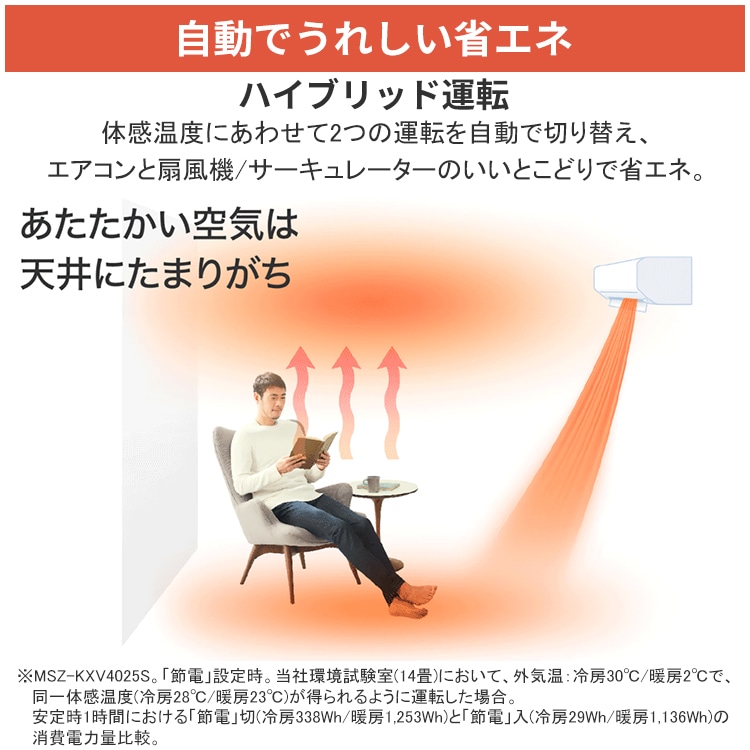 エアコン 主に14畳用 三菱電機 ズバ暖霧ヶ峰 KXVシリーズ 2025年モデル