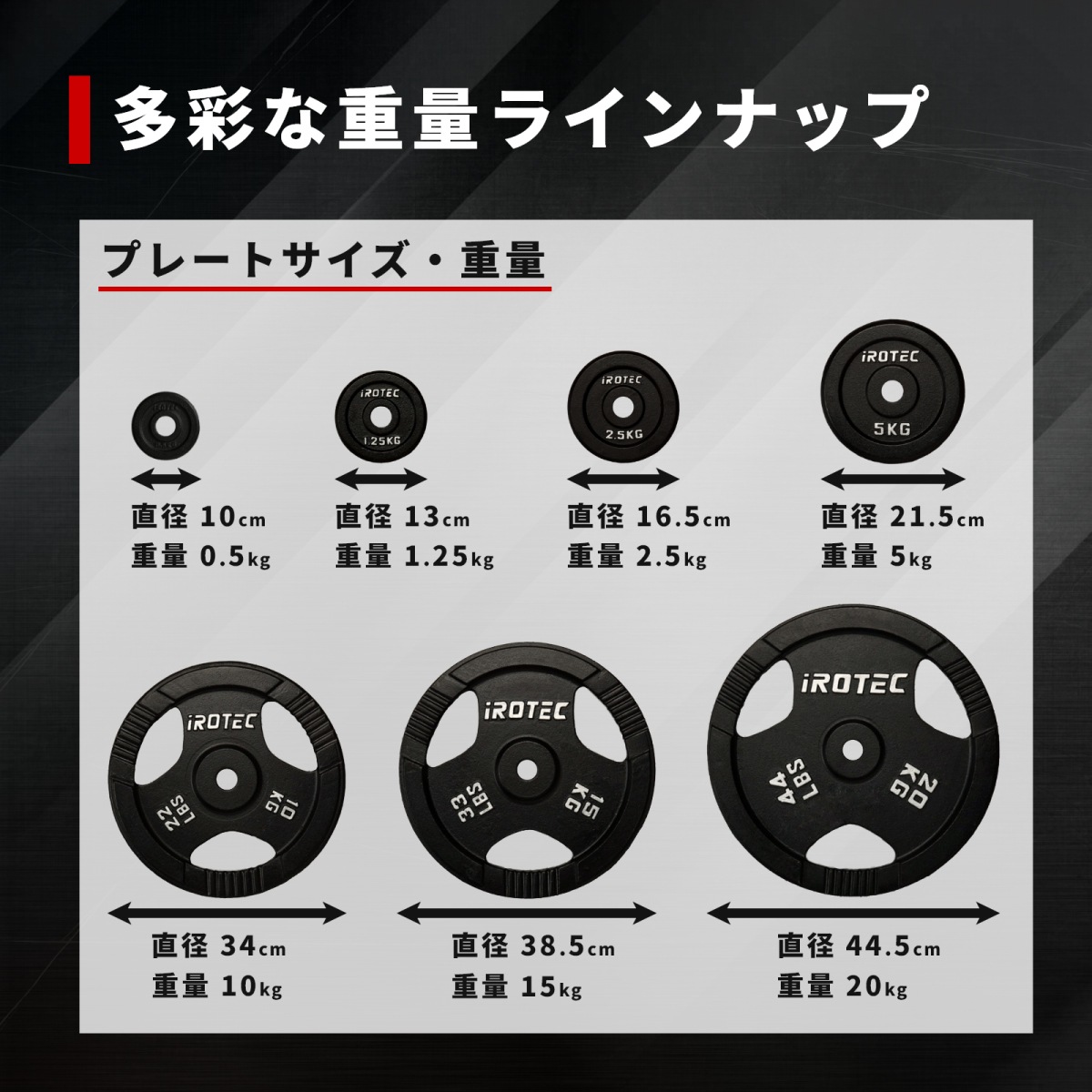 アイアンプレート15kg(1枚)【穴径29mm】 IROTEC (アイロテック)