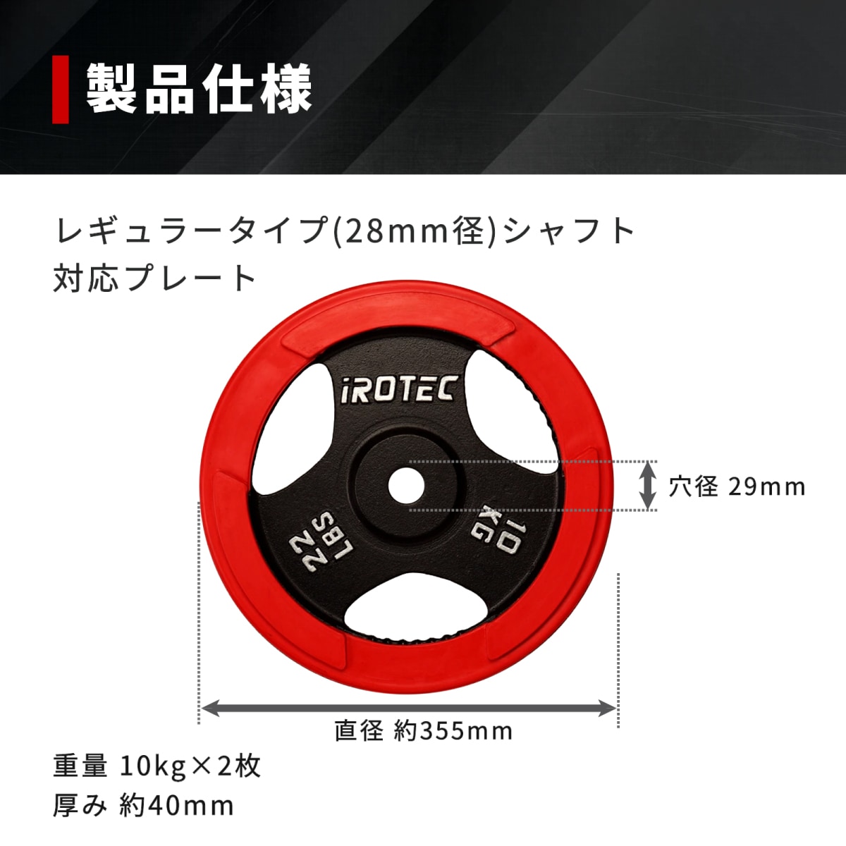 ラバー プレート 10kg(2枚) IROTEC (アイロテック)