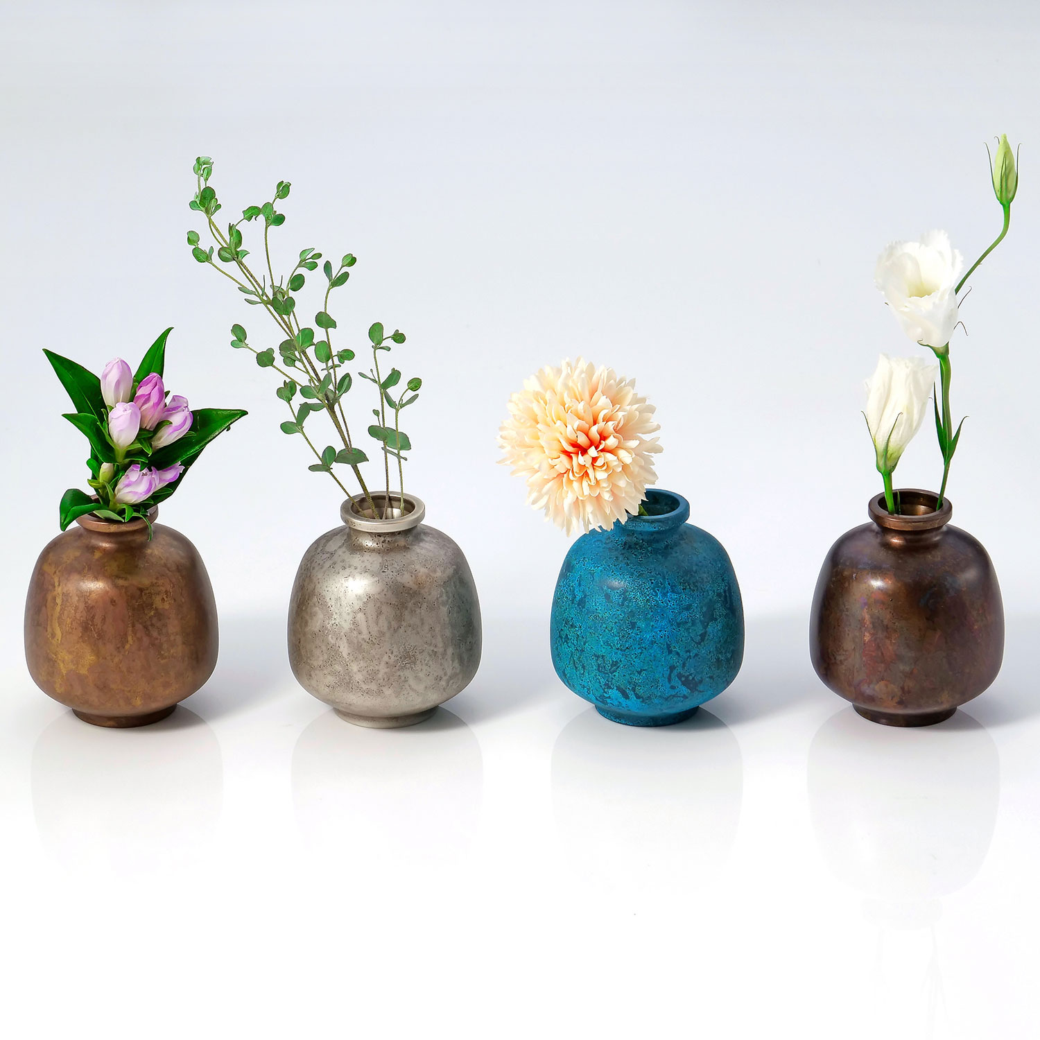 花器 花みつぼ 斑紋ｶﾞｽ青銅色