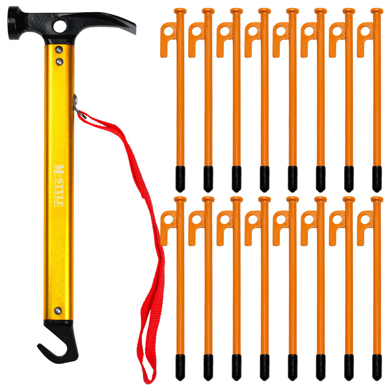 ペグ 20cm 16本 ペグハンマー 軽量 セット 《選べるペグカラーと