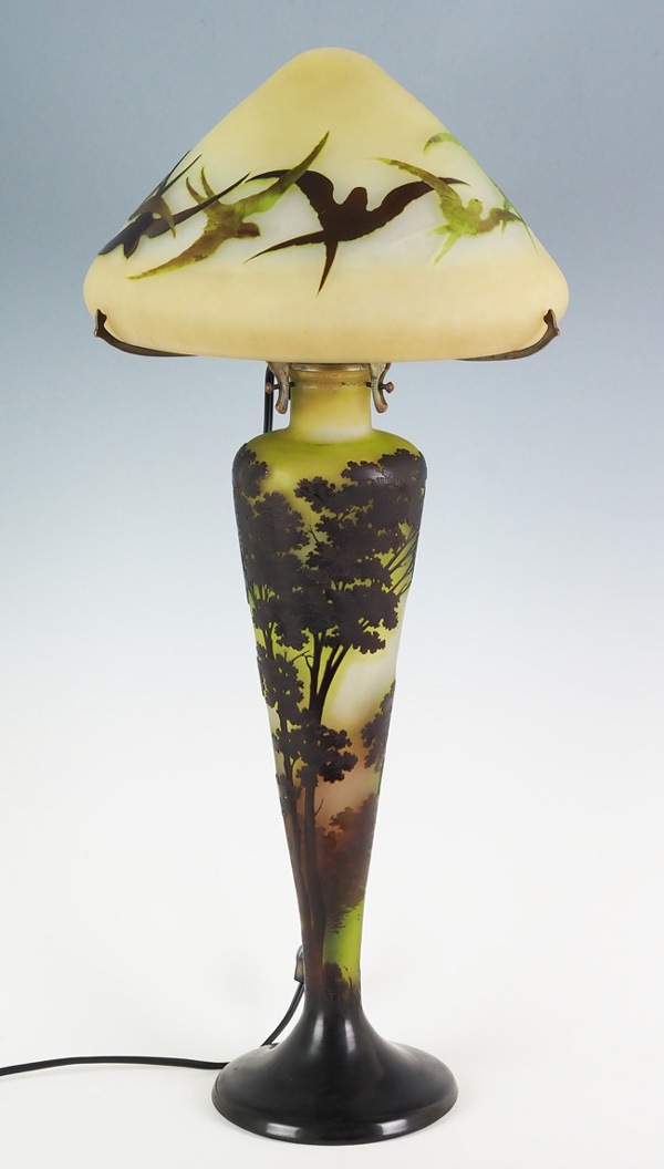 エミール・ガレ 「ツバメと湖水風景文ランプ」 | | アトリエ・ブランカ