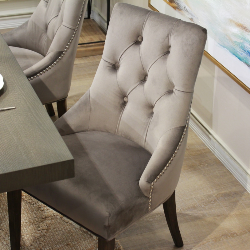 ダイニングチェア グレー ベロア素材 2脚セット | 全ての商品