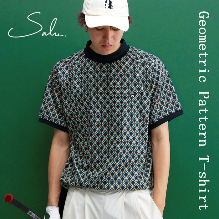 ジオメトリック柄Tシャツ メンズ ゴルフウェア 半袖 送料無料・再入荷