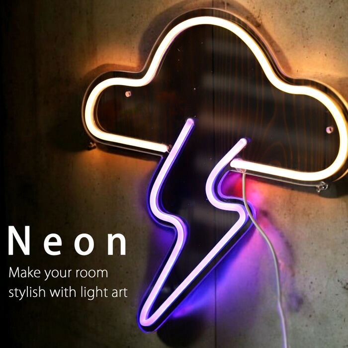 ポイント10％！2月25日20時～3月26日10時雷モチーフ ネオンサイン USB