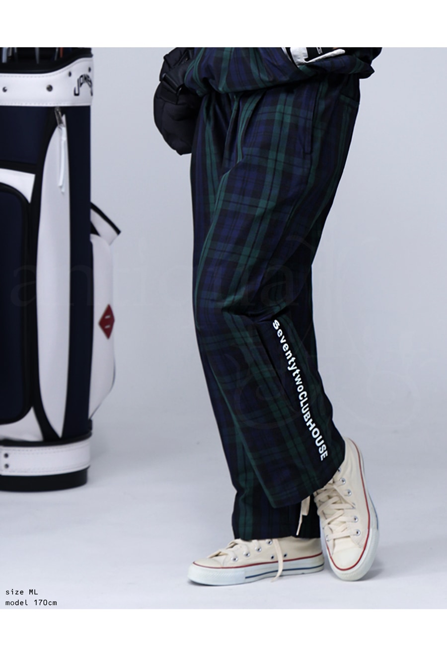 再入荷予定有!ANTIQUA GOLF×STCH チェックパンツ レディース 送料無料