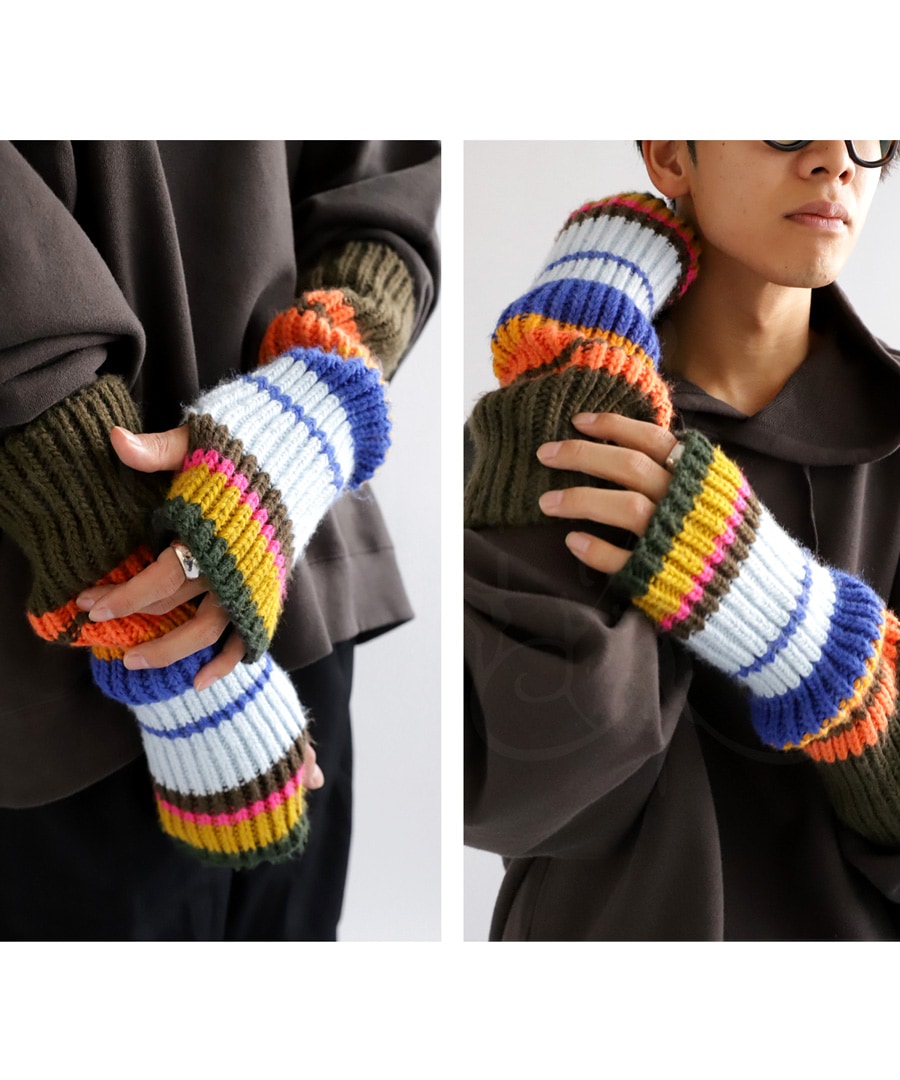 アームウォーマー アームカバー メンズ ニット ロング・メール便不可