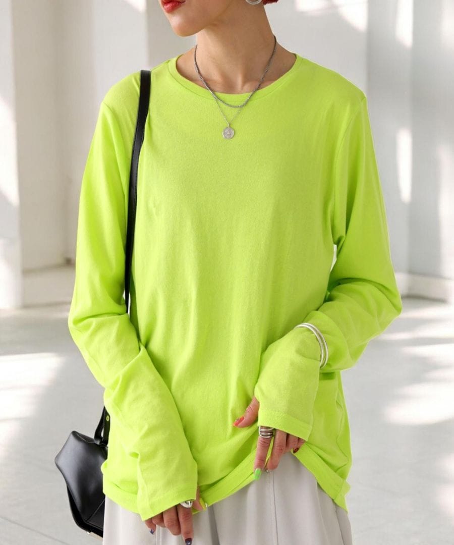 スラブシアーロンT カットソー レディース トップス 長袖・再入荷 (80