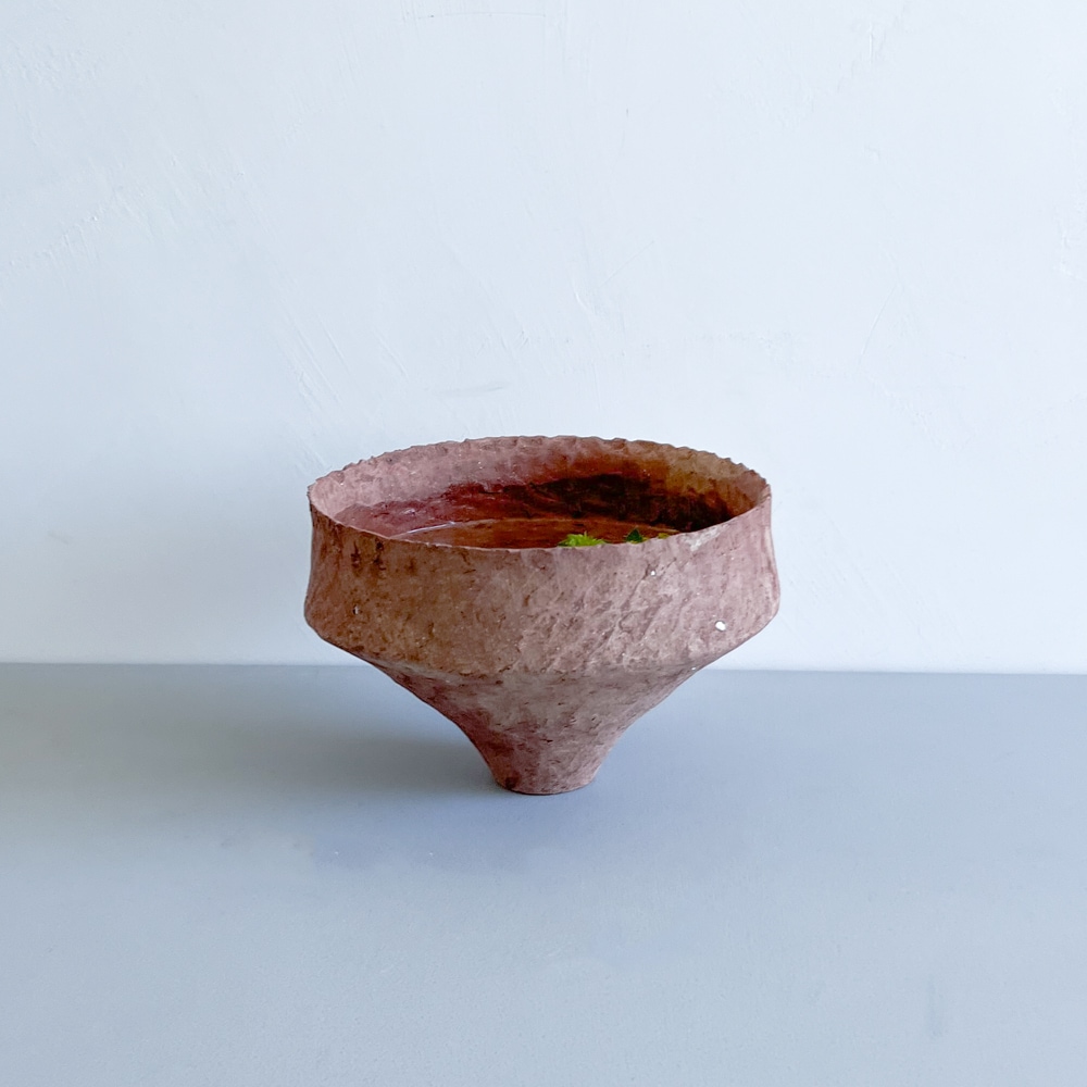 二階堂明弘 手びねり花器（赤） H13cm