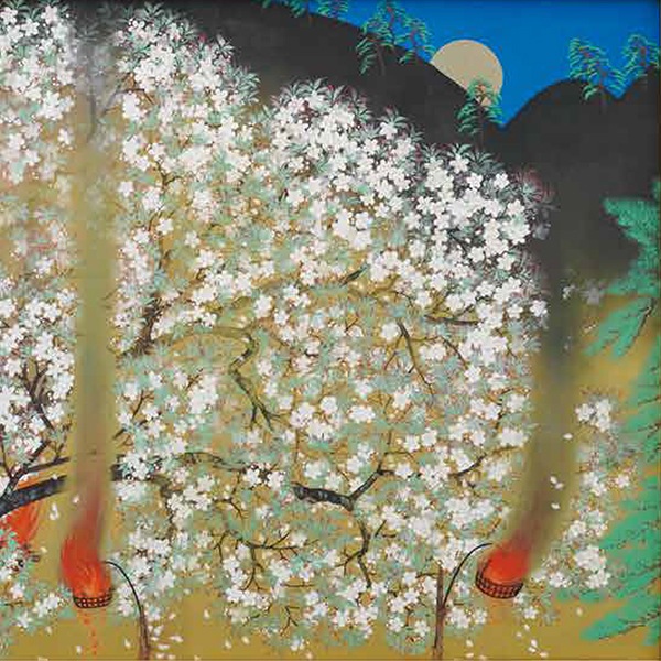 横山大観「夜桜（左隻）」＜額装＞｜エンディショップ【公式通販】