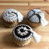 バリ島雑貨 ソカシ／蓋つき小物入れ／小さなソカシ／バンブー＆ビーズ