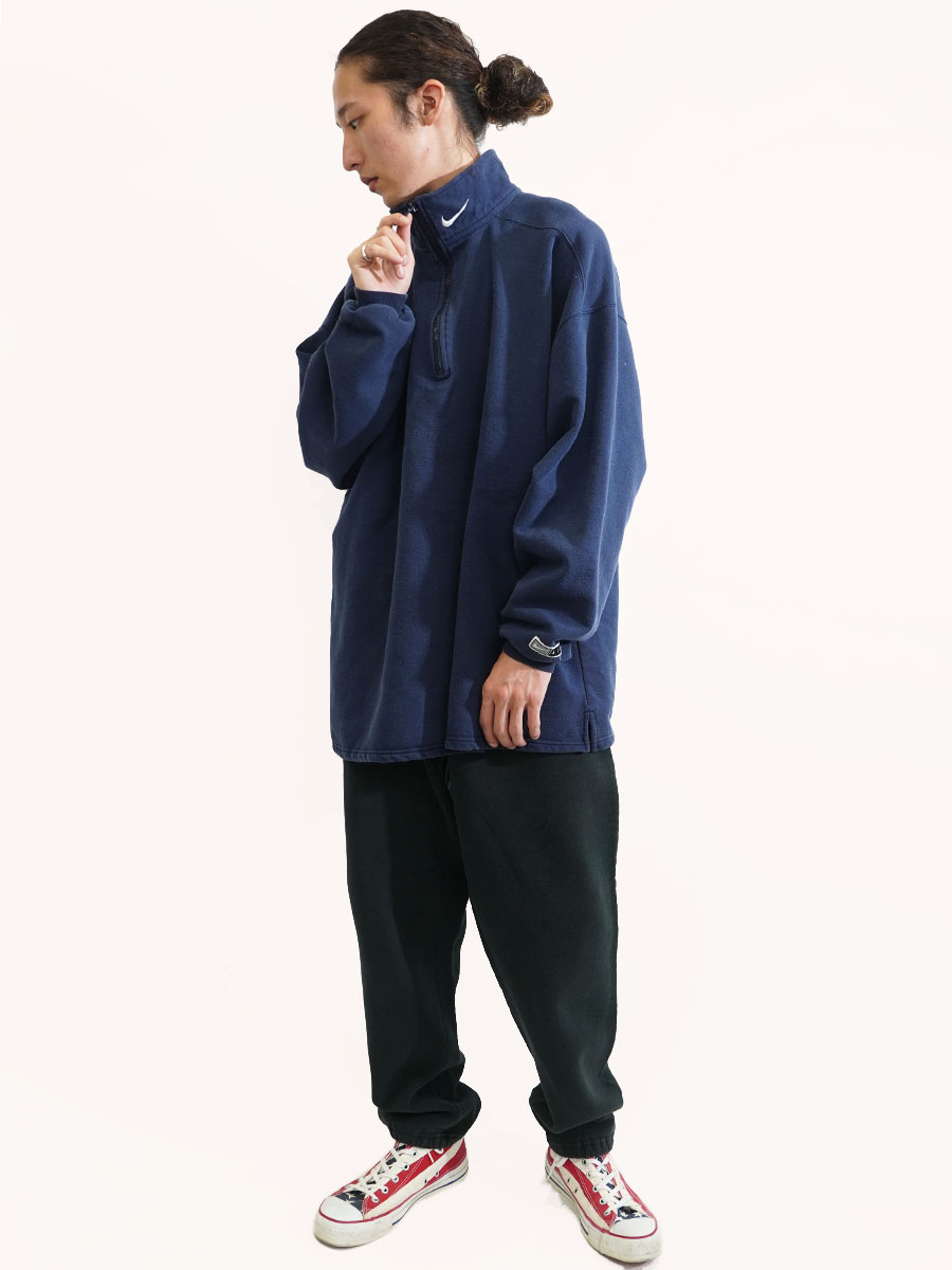 90's～ NIKE ハーフジップ P/Oスウェット ネイビー 表記(XL) | SOLD