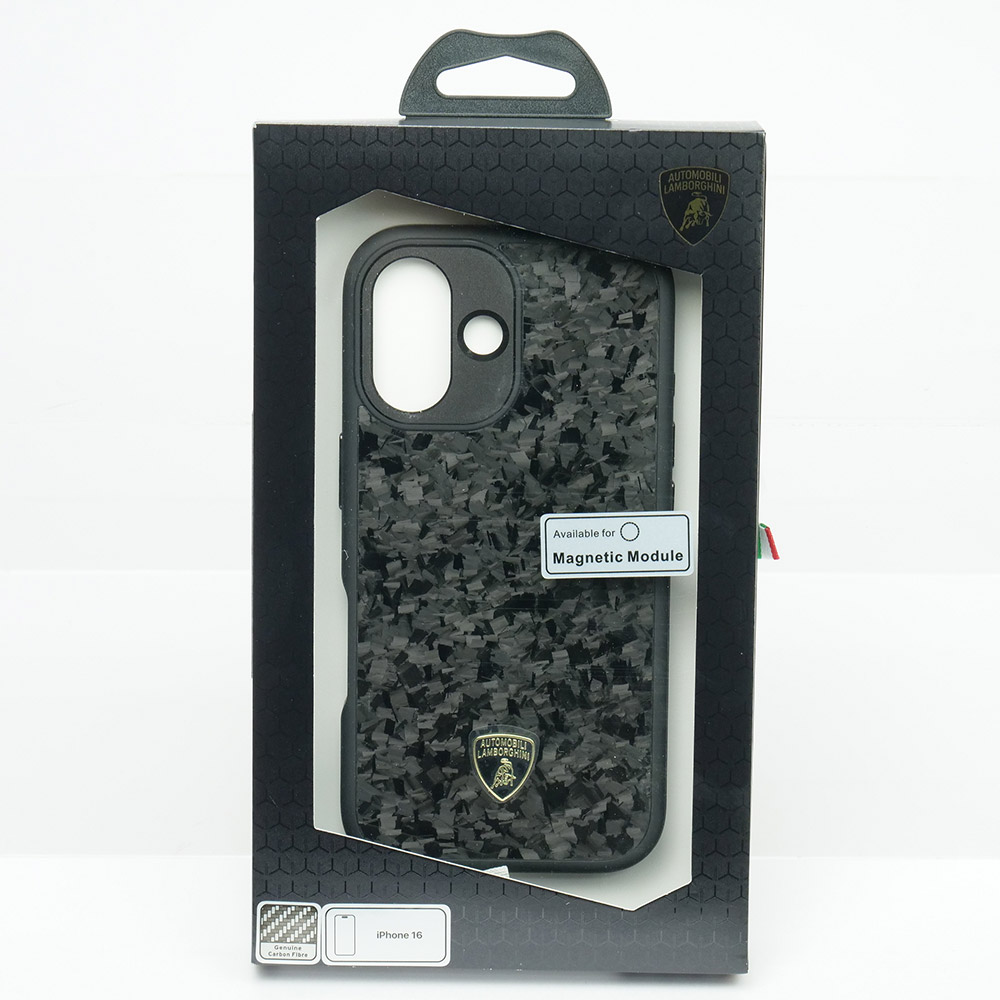 ランボルギーニ iPhone 16 マグセーフ リアルカーボン バックカバー