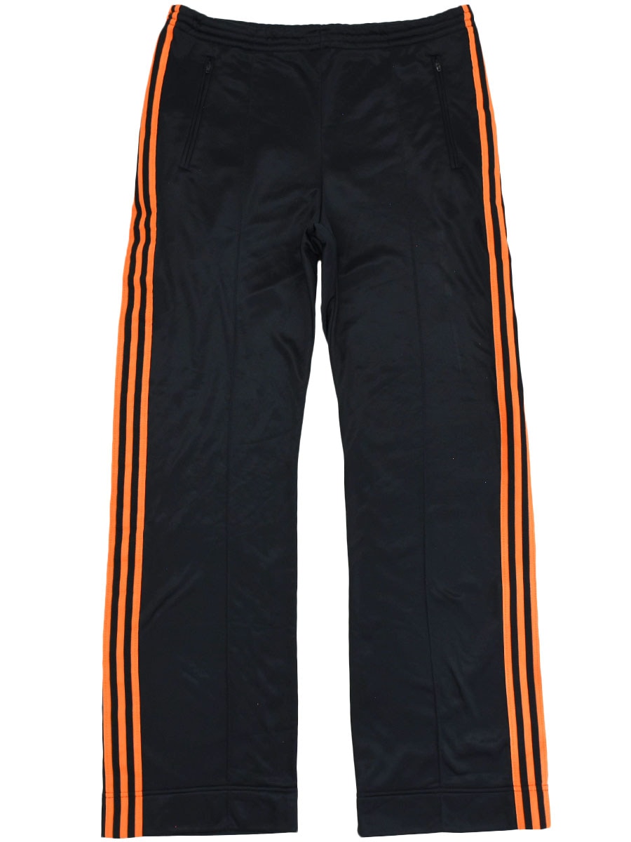 80's adidas スリーストライプ ジャージパンツ ブラックxオレンジ 表記