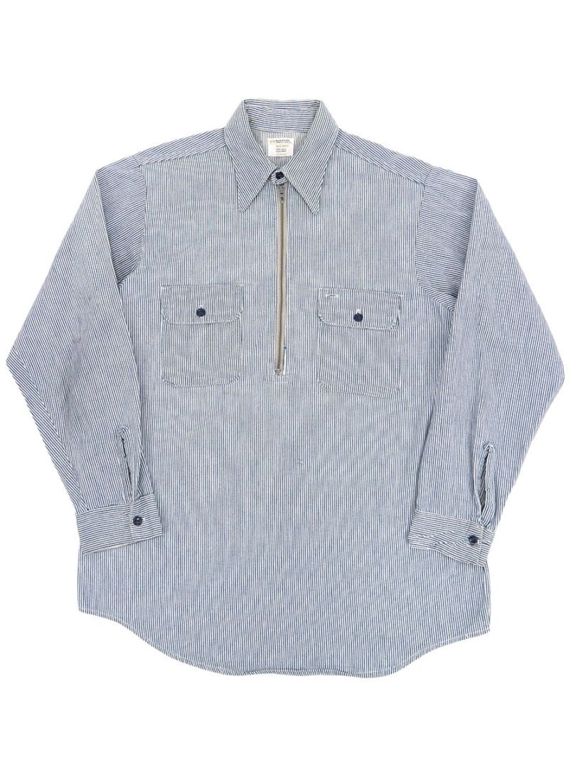 70's BIG MAC ヒッコリーストライプ ハーフジップ ワークシャツプル