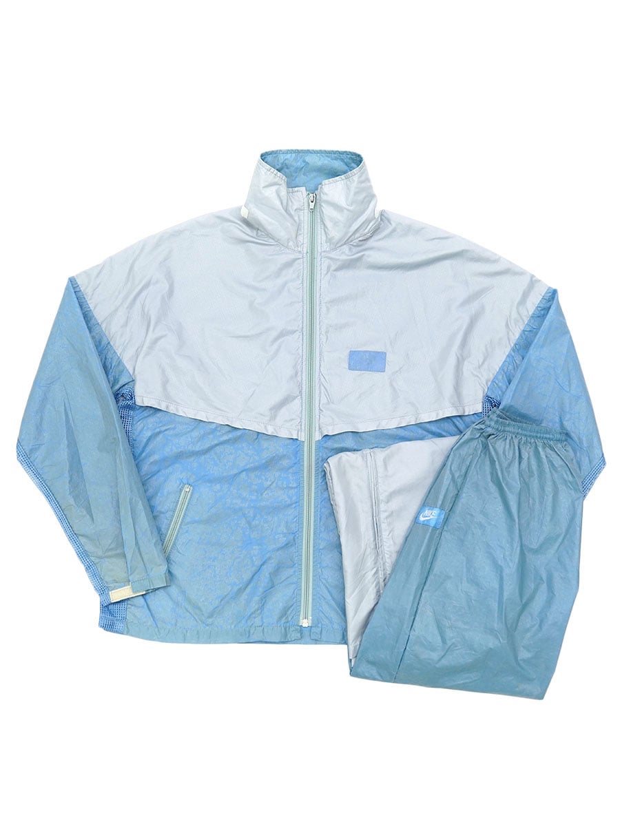 70's NIKE 切り替え ナイロン セットアップ ライトブルーxグレー 表記