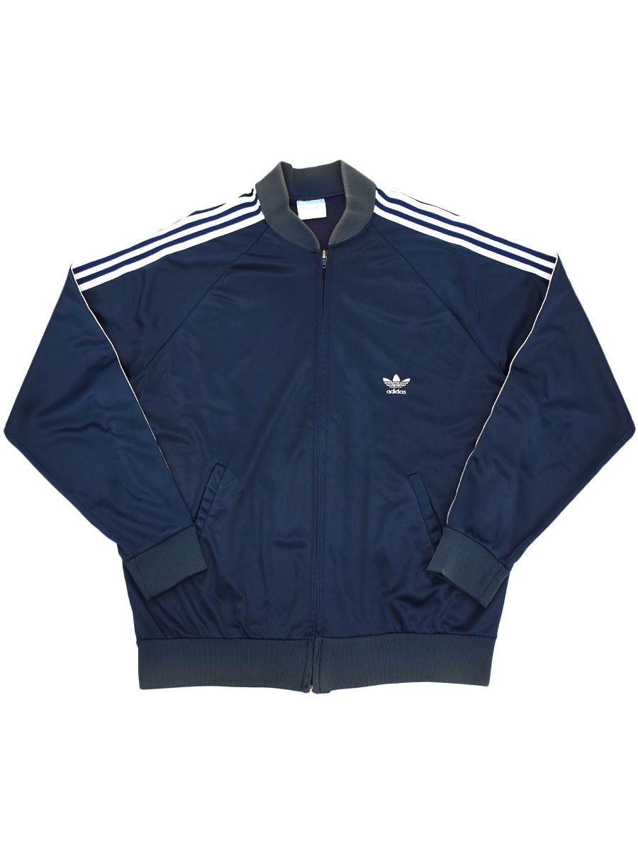 70's adidas ATPトラックジャージ 褪せネイビーx白 実寸(L位) USA製