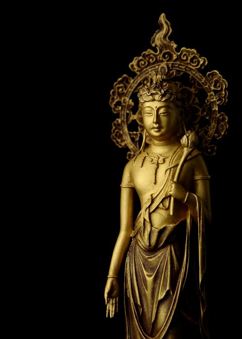 仏像】聖観世音菩薩 - 総高21.2cm 原型・高村光雲 蝋型 高岡銅器