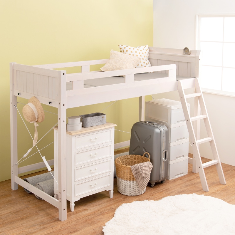 シングル 159cm】高さ159×ベッド下113cm 天然木 ロフトベッド ハシゴ