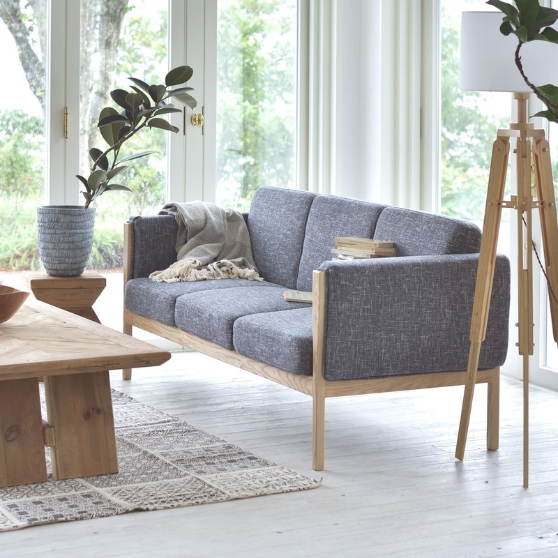 3人掛け】ソファ ファブリック×天然木 3P ウェーデ【wede】｜ベッド