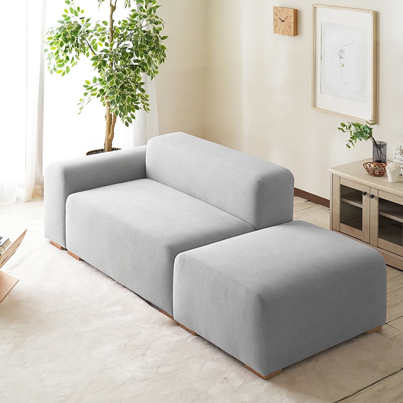 2人掛け＋オットマンセット】組合せ自由のファブリックソファ / モーブ