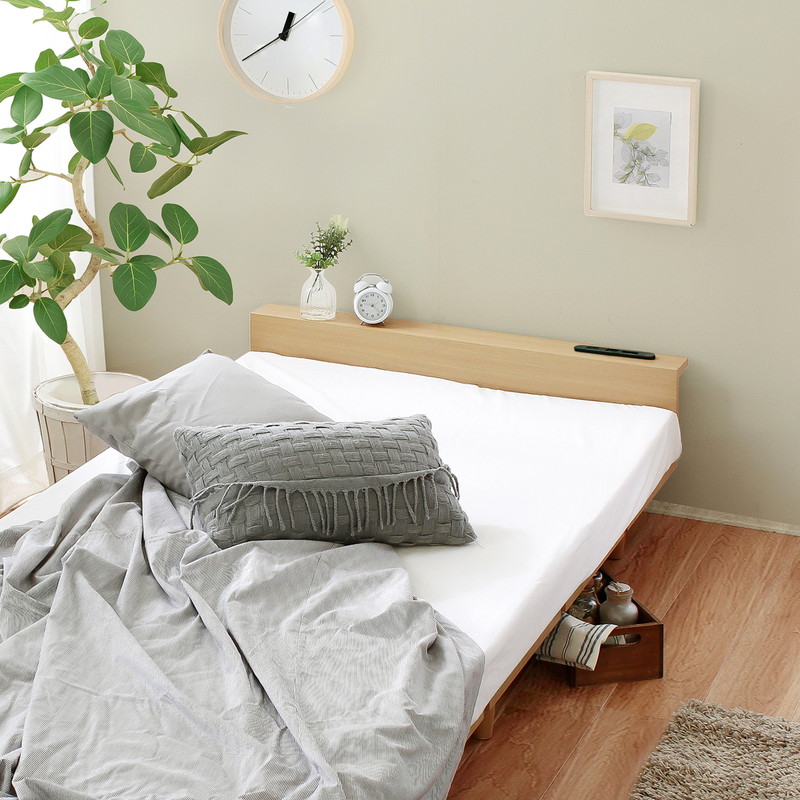 セミダブル】北欧風ローベッド・フロアベッド/ローグUSB【LAG USB