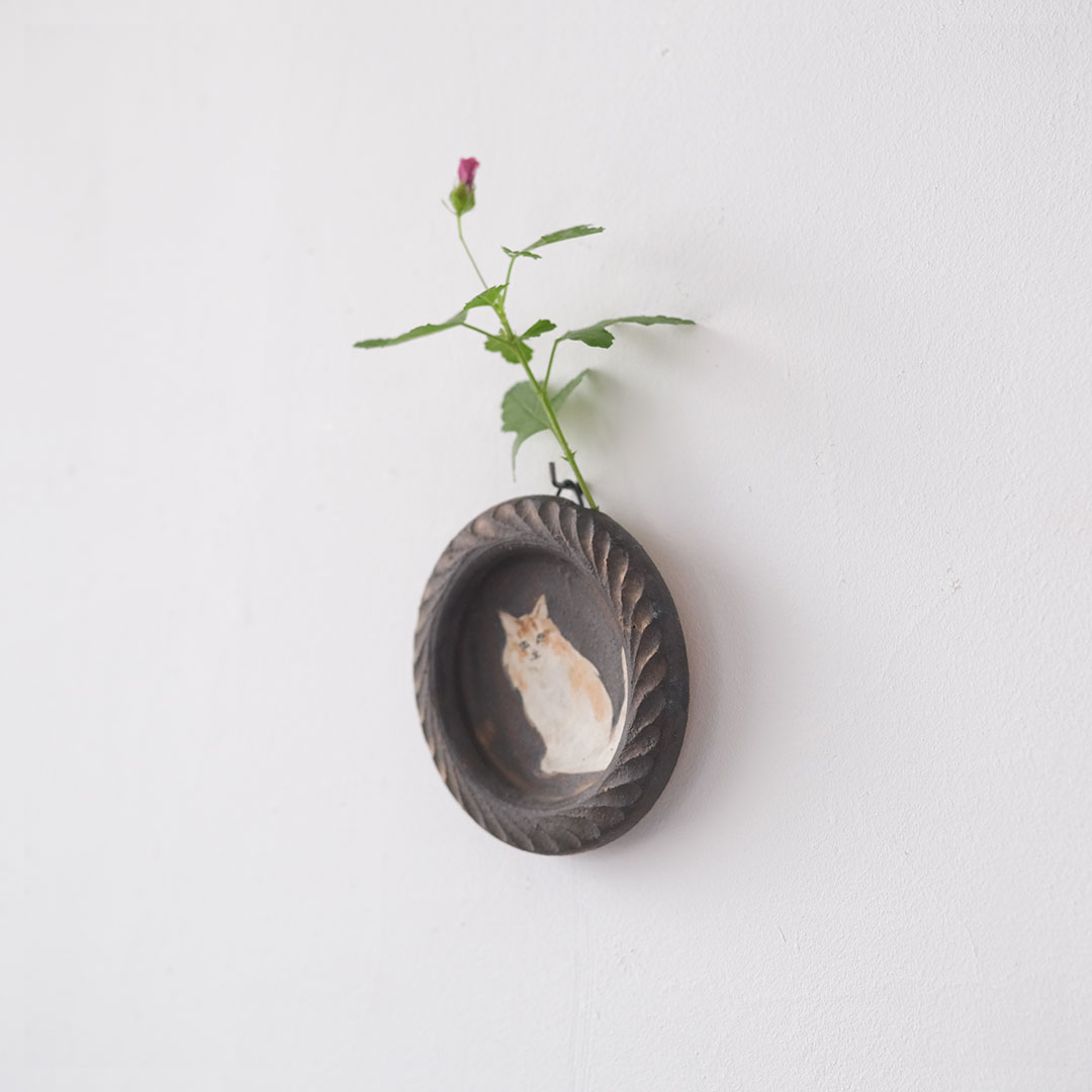 森安幸代 acne pottery studio 壁掛け一輪挿し 壁掛け花器 猫 森安幸代