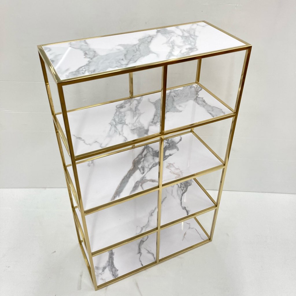 中古 Francfranc フランフラン レーヌ シェルフL 大理石調 W60×D27×H99.5