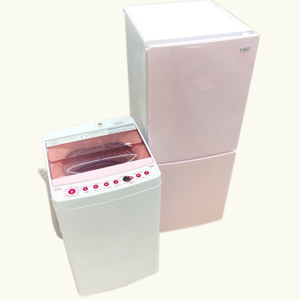 中古 ハイアール 冷蔵庫洗濯機ピンクセット 冷蔵庫 148L 2ドア JR