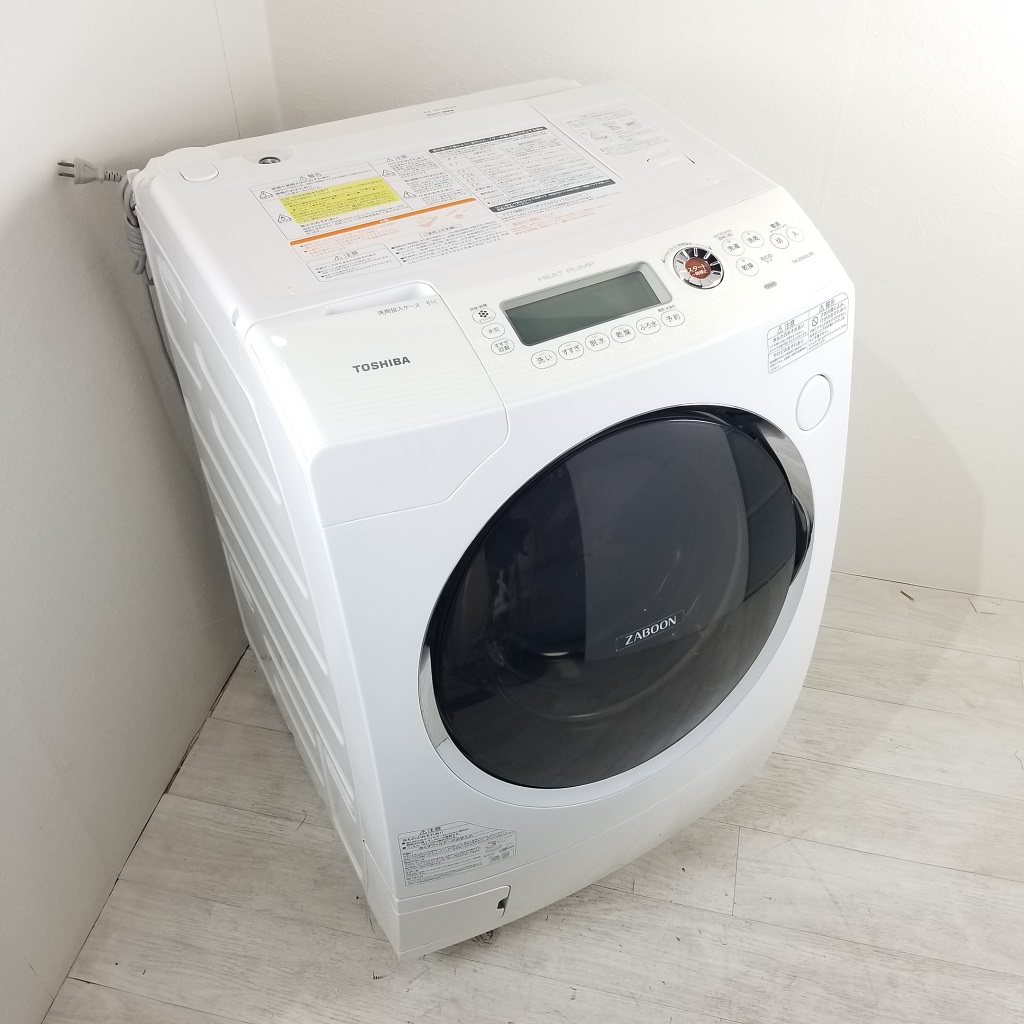 中古 ドラム式洗濯機 東芝 ZABOON 斜めドラム 洗濯9.0kkg 乾燥6.0Kg TW