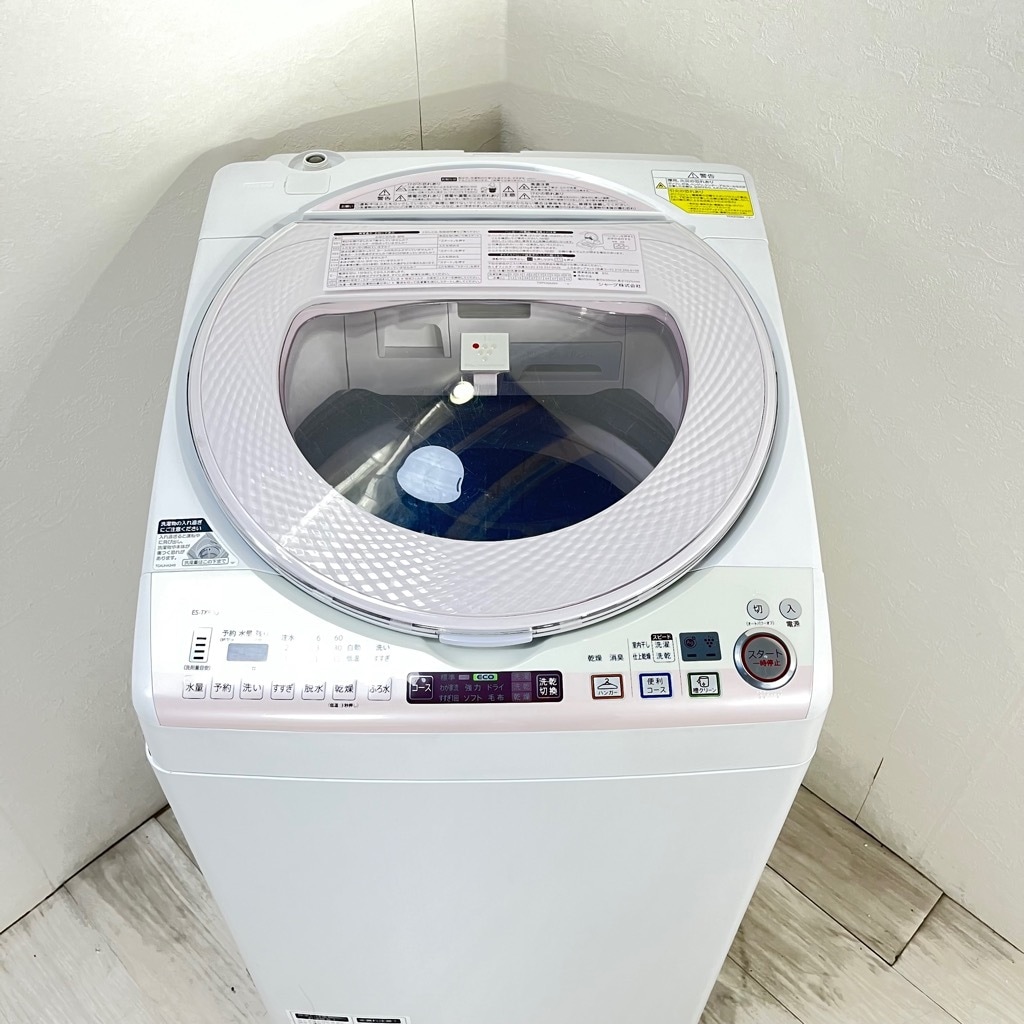 中古 洗濯8.0kg 乾燥4.5kg 全自動洗濯乾燥機 シャープ ES-TX830-P 2014