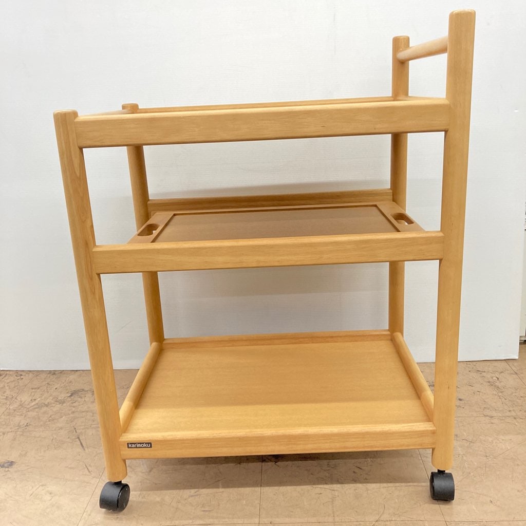 中古美品 karimoku カリモク家具 キッチンワゴン キャスター付き 配膳