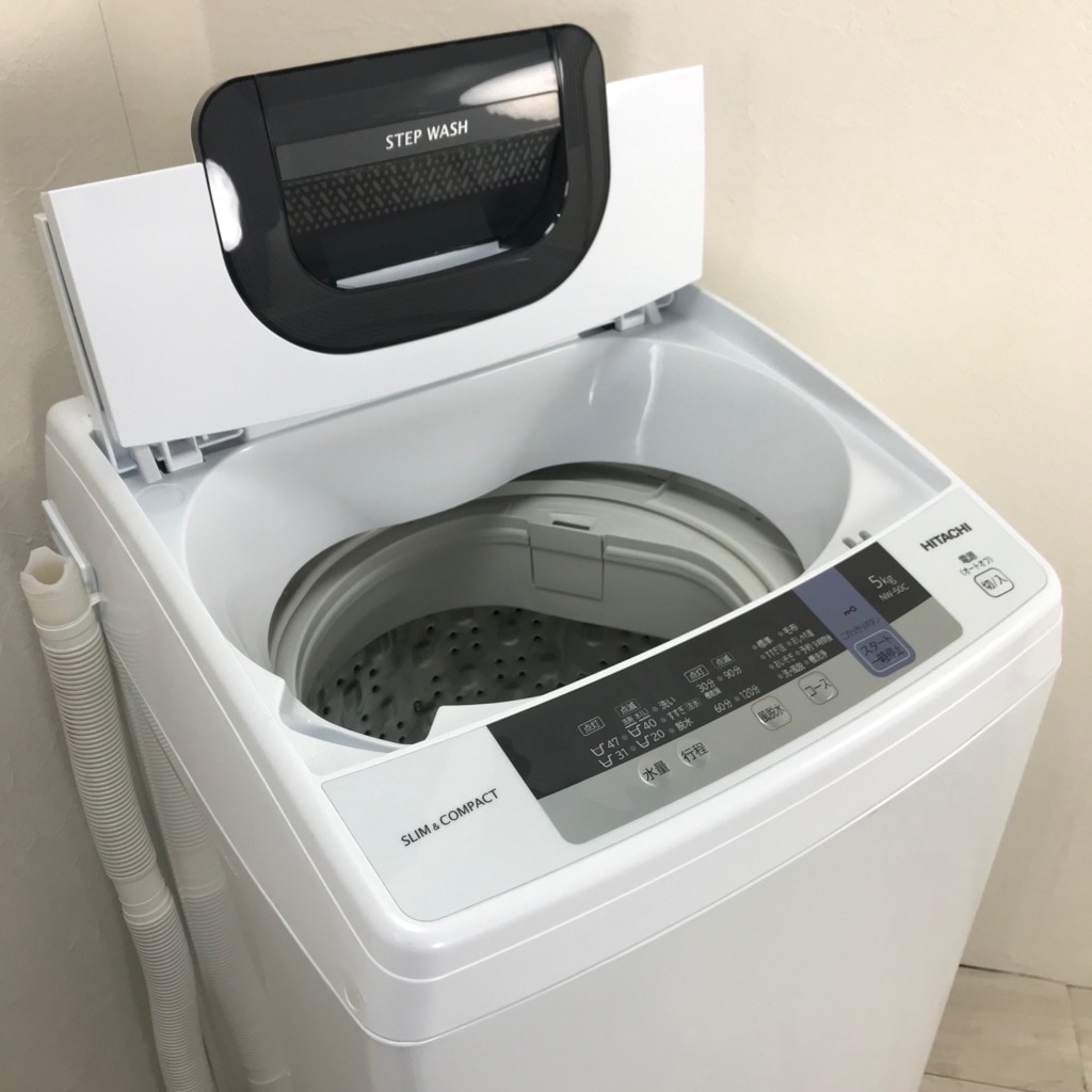 中古 高年式 5.0kg 全自動洗濯機 ピュアホワイト 日立 NW-50C 2019年