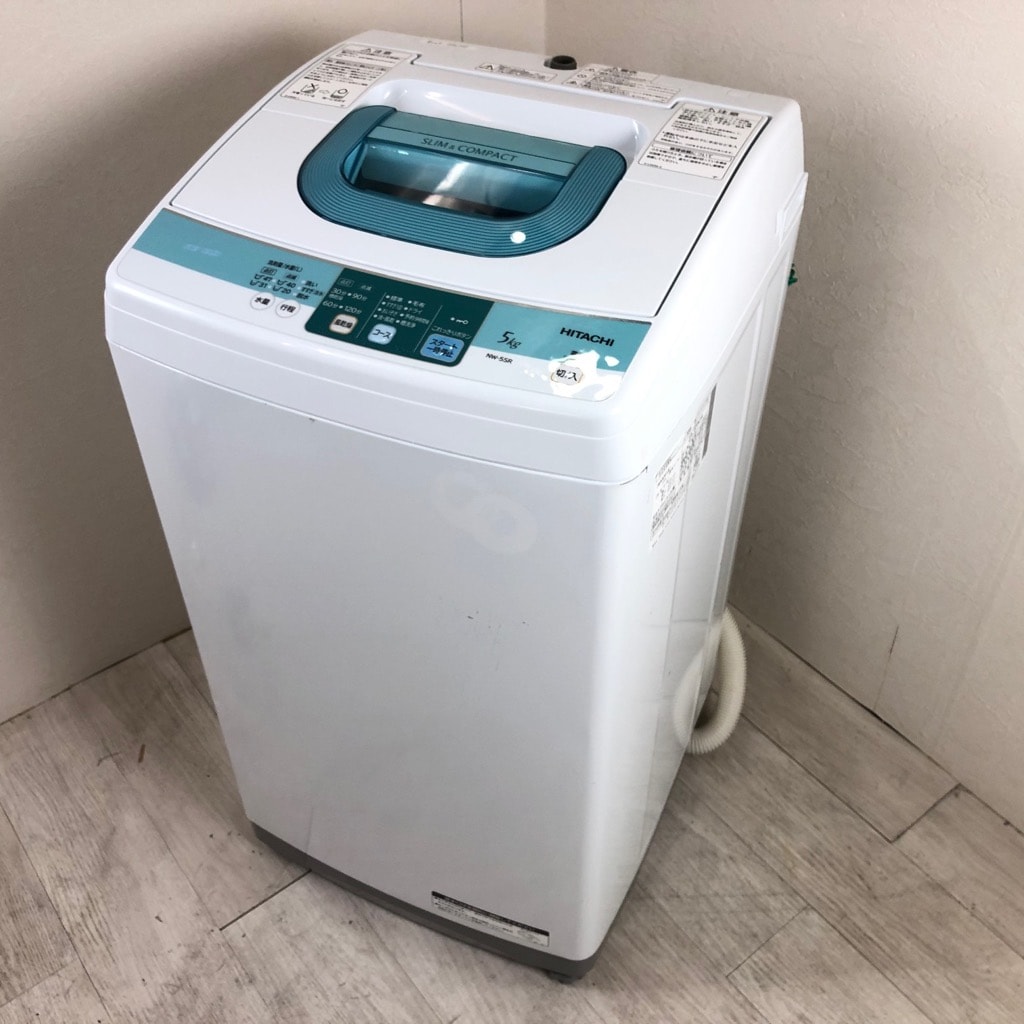 中古 5.0kg 簡易乾燥機能搭載 全自動洗濯機 日立 NW-5SR 2014年製