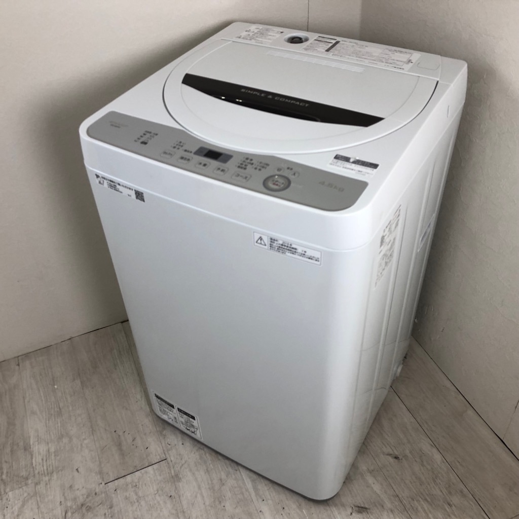 中古 全自動洗濯機 送風乾燥 4.5kg ブラウン系 シャープ ES-GE4C-T