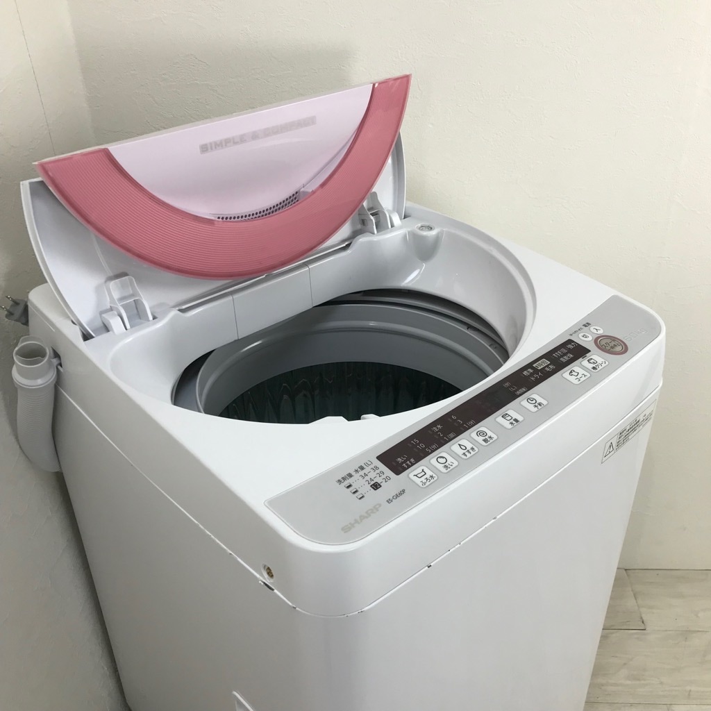 中古 全自動洗濯機 ピンク 送風乾燥 シャープ 6.0kg 2015年製 ES-GE60P