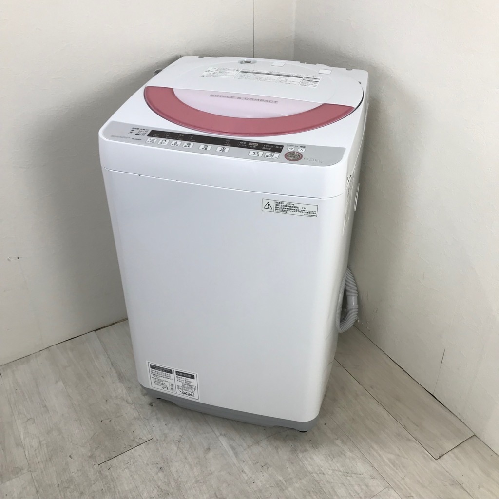 中古 全自動洗濯機 ピンク 送風乾燥 シャープ 6.0kg 2015年製 ES-GE60P
