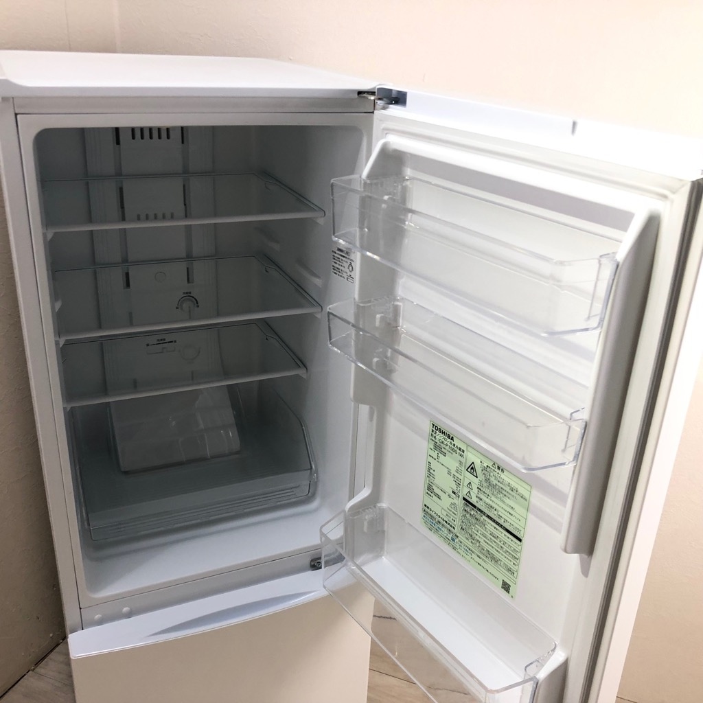 中古 東芝 153L 2ドア冷蔵庫 2018年～2019年製 ホワイト 単身用