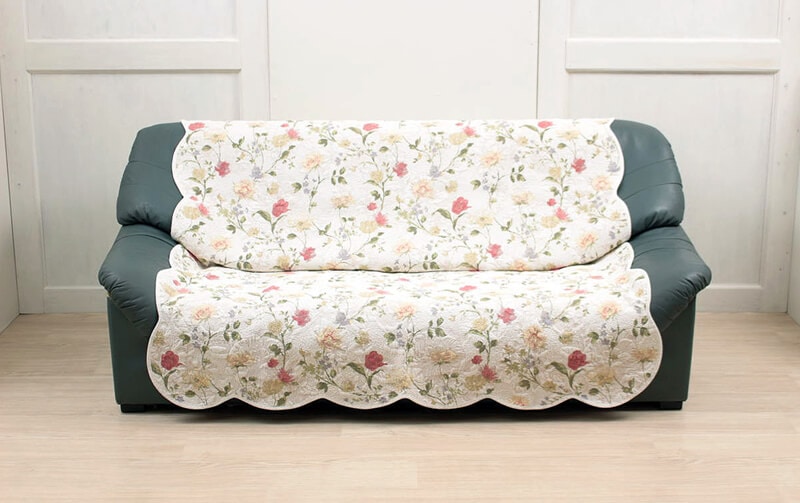 コットン多針キルト マルチカバー 約140×200cm [chill flower