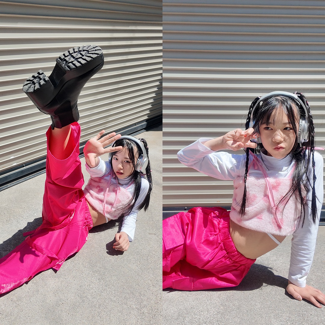 赤ピンク系 ベリーダンス セットアップ Hoda Zaki 右側スリット 赤