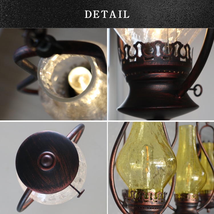 クラッシュガラスが美しく輝く、大正ロマン風のレトロなペンダントライト