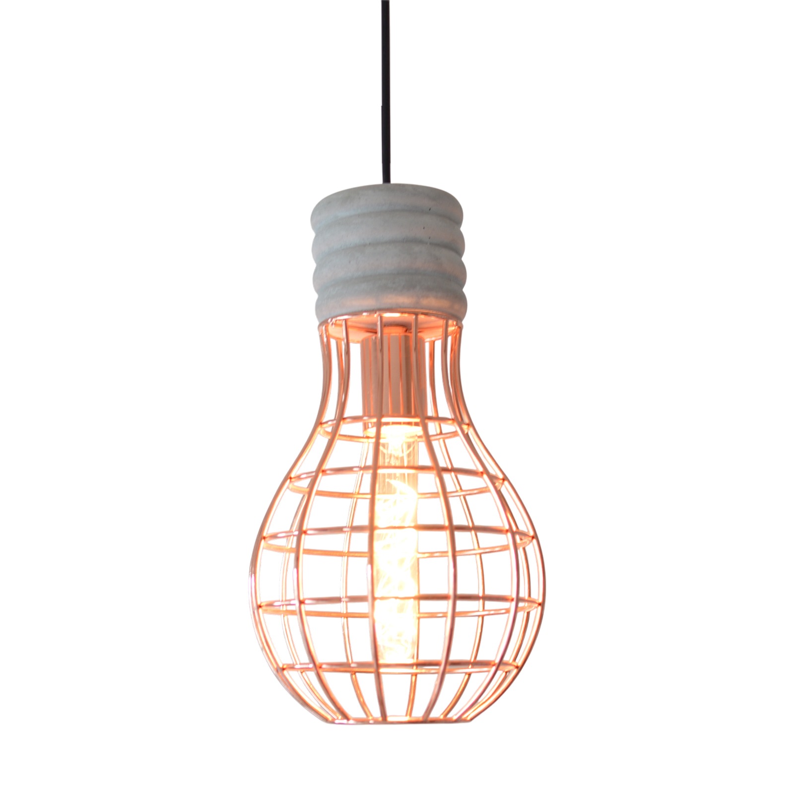 ピンクゴールド×コンクリートのペンダントライト｜異素材ミックスデザイン