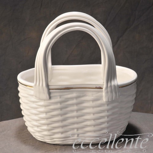 イタリア製 陶花付き バスケット ミニ｜PU-30/4 | イタリア家具