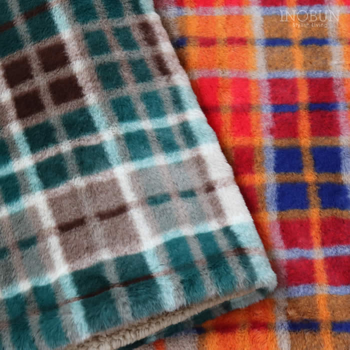 在庫限り終了】ブランケット レトロチェックファー S 100 × 70cm