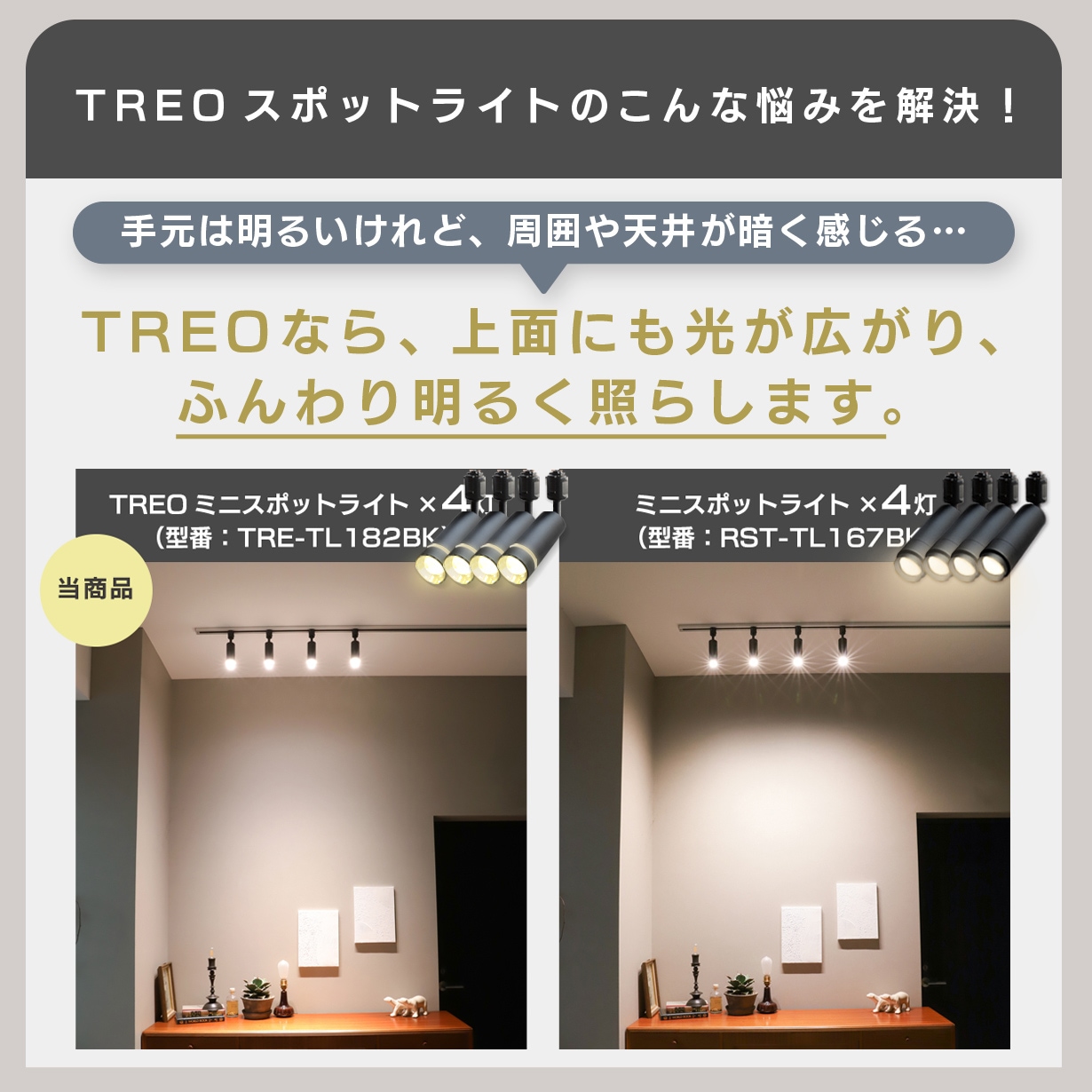 TREO】エジソンスマート トレオ ミニスポットライト ブラック ダクト