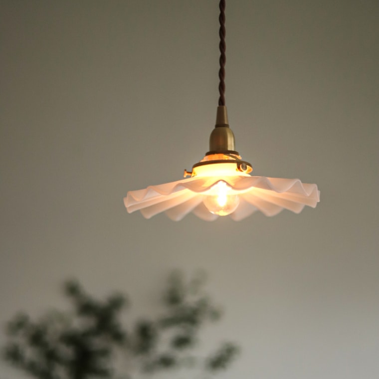 ☆3点留めペンダントライト100㎝＋ミルクグラスシェード シェル | 照明