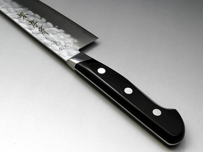 堺孝行 青紙本割込鍛造鎚目 三徳包丁 ツバ付