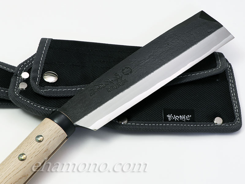 日野浦刃物工房 『味方屋作』 鞘鉈6寸（180） 黒打両刃 ナイロンケース付